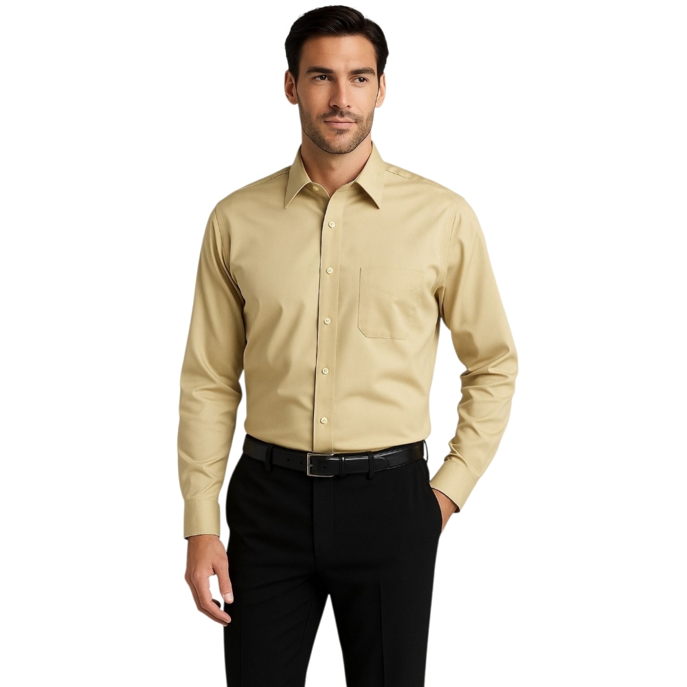 🪶 Arrow Wrinkle-Free Poplin Dress Shirt 18½ 36–37 XL Tan